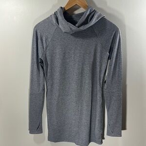Athleta Gray Cowl Neck Long Sleeve Thermal Hooded Top with Thumb Holes